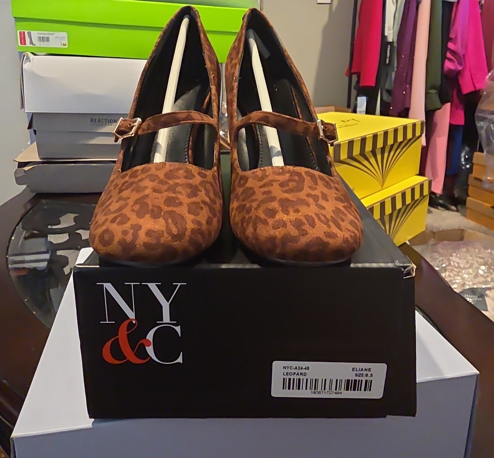 New York & Company Leopard Print Mary Jane Pumps - Brown